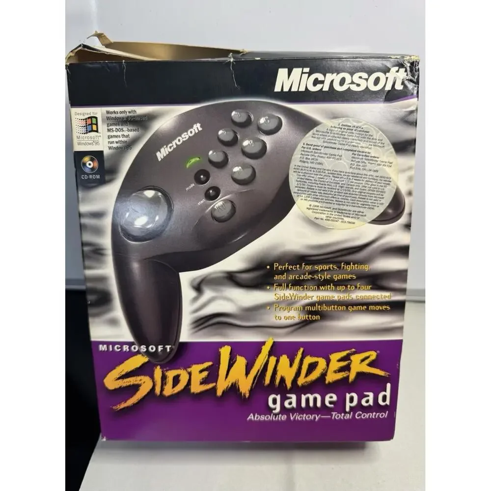 Microsoft SideWinder Game Pad Vintage PC USB Controller w/ Original Box 1996